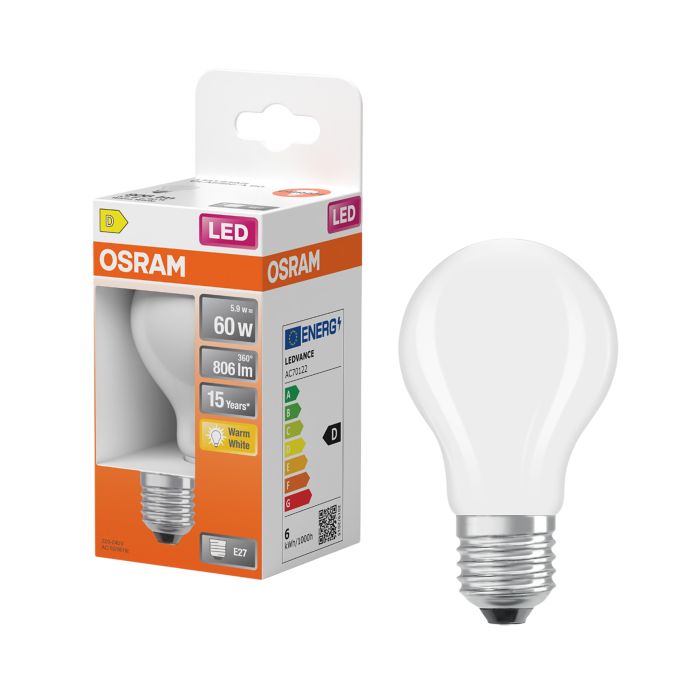 LED-lamp Osram Star Classic A60 E27 5,9 W 806 lm 2700 K opaal 1 tk/pk