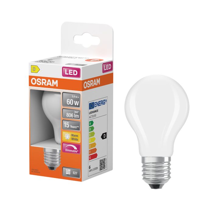 LED-lamp Osram Star Classic A60 DIM E27 5,9 W 806 lm 2700 K opaal 1 tk/pk