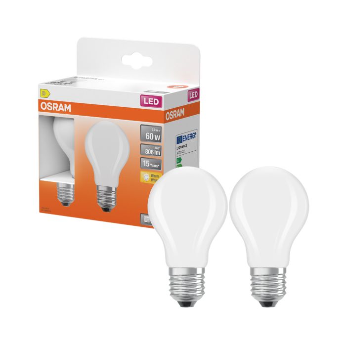 LED-lamp Osram Star Classic A60 E27 5,9 W 806 lm 2700 K opaal 2 tk/pk