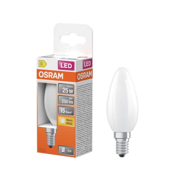 LED-lamp Osram Star Classic B25 E14 1,8 W 250 lm 2700 K opaal 1 tk/pk