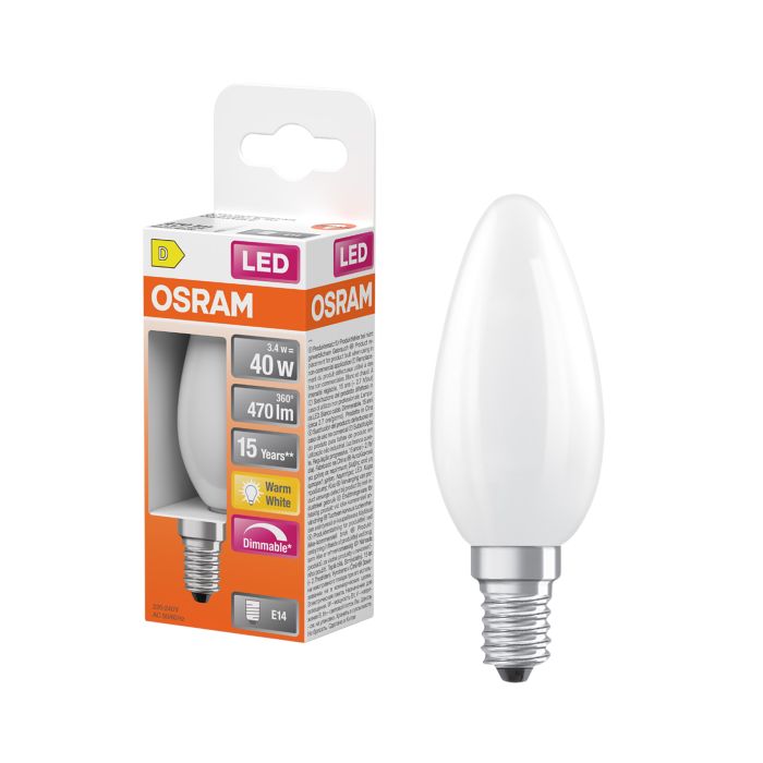 LED-lamp Osram Star Classic B40 DIM E14 3,4 W 470 lm 2700 K opaal 1 tk/pk