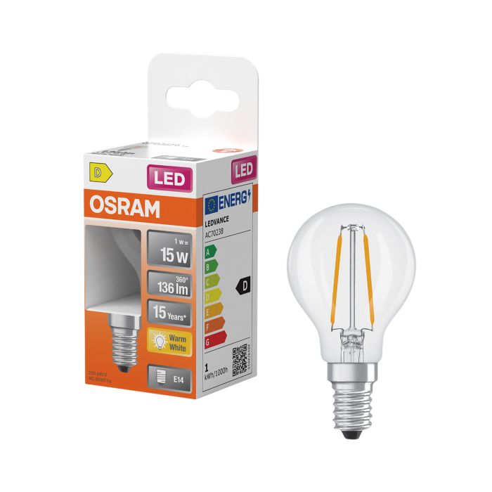 LED-lamp Osram Star Classic P15 E14 1 W 136 lm 2700 K kirgas1 tk/pk