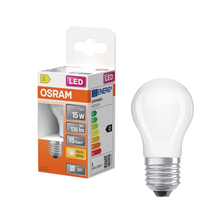 LED-lamp Osram Star Classic P15 E27 1 W 136 lm 2700 K opaal 1 tk/pk