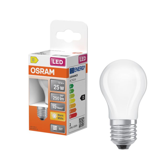 LED-lamp Osram Star Classic P25 E27 1,8 W 250 lm 2700 K opaal 1 tk/pakis