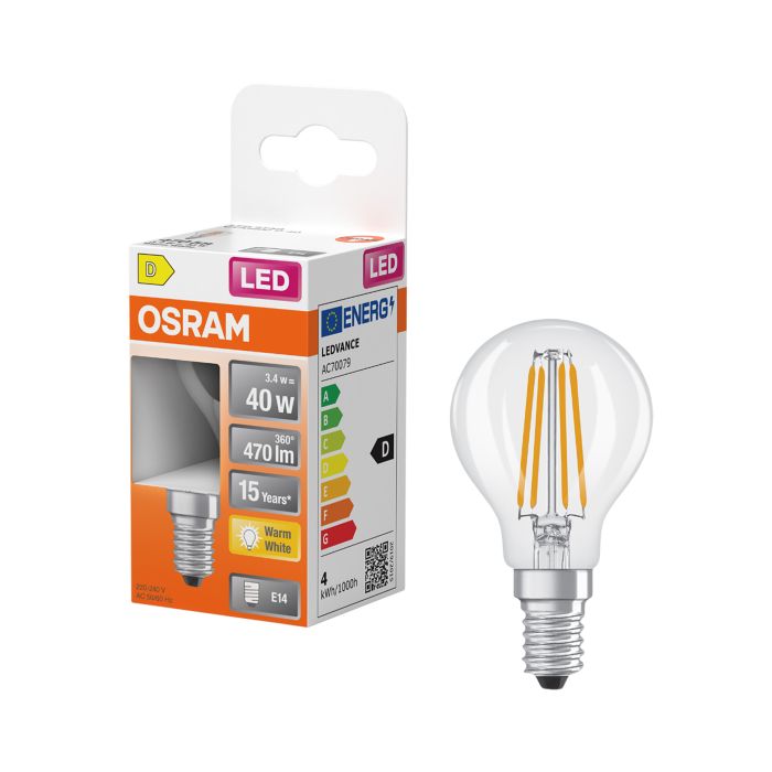 LED-lamp Osram Star Classic P40 E14 3,4 W 470 lm 2700 K kirgas 1 tk/pk