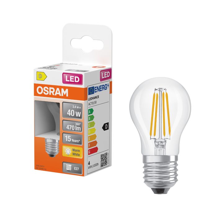 LED-lamp Osram Star Classic P40 E27 3,4 W 470 lm 2700 K kirgas 1 tk/pk