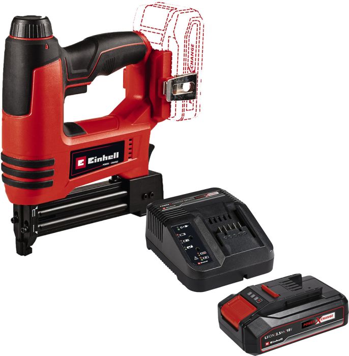 Akunaelapüstol Einhell Power X-Change TE-CN 18 Li Solo ning aku ja laadija Einhell PXC 18 V 2,5 Ah