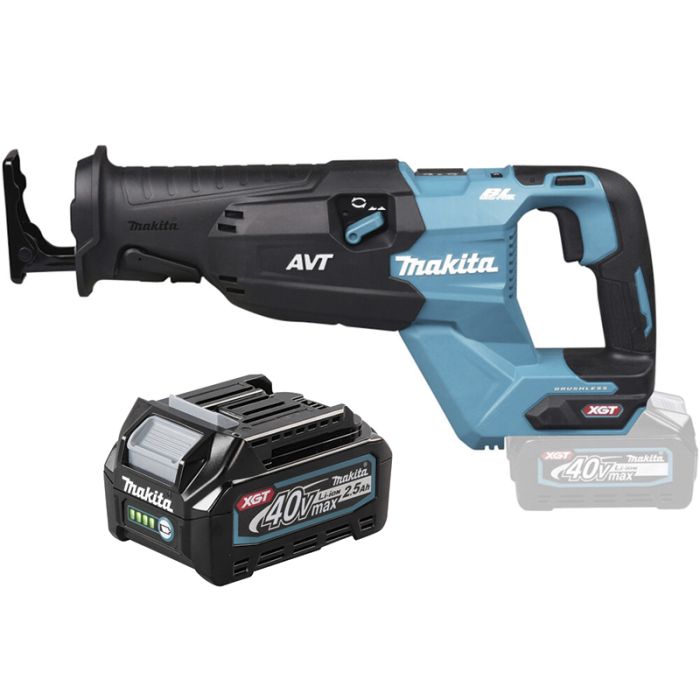 Akuuniversaalsaag Makita JR002GZ 40 V ja aku Makita BL4025 XGT 40 V 2,5 Ah