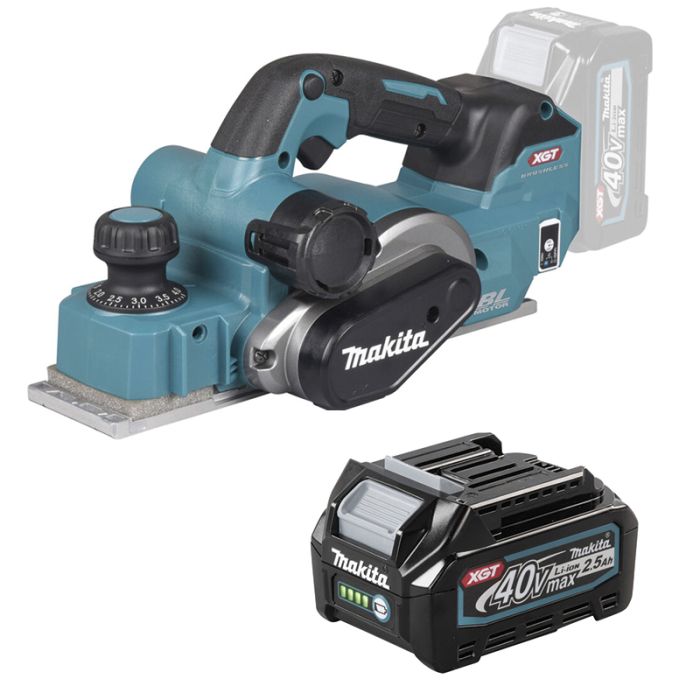 Akuhöövel Makita KP001GZ 40 V ja aku Makita BL4025 XGT 40 V 2,5 Ah
