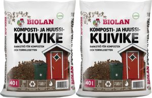 2 kotti Biolan Komposti-ja kuivkäimlaturvast 40 l