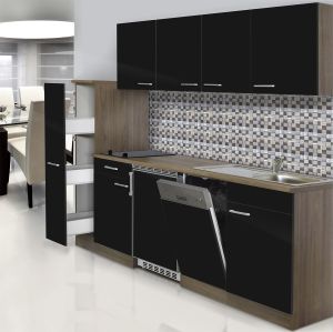 Miniköök Hilde Respekta 2,25 m must/tamm, keraamilise pliidiga