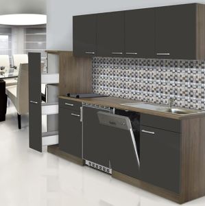 Miniköök Hilde Respekta 2,25 m hall/tamm, keraamilise pliidiga