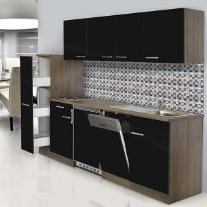 Miniköök Oliver Respekta 2,25 m must/tamm, elektripliidiga