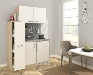 Miniköök Respekta MK130ESWOSS 1,3 m valge/pruun