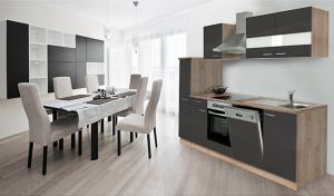 Köögikomplekt Respekta Merle 2,5 m, hall, keraamiline pliit