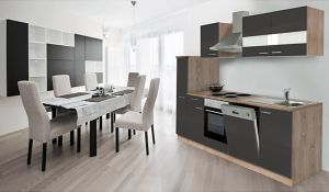 Köögikomplekt Respekta Merle 2,5 m, hall, elektriline pliit