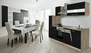 Köögikomplekt Respekta Merle 2,5 m, must, keraamiline pliit