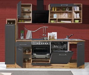 Miniköök Hilde Respekta 2,5 m hall/tamm, keraamilise pliidiga