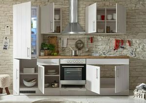 Köögikomplekt Respekta Country 2,7 m, valge, keraamiline pliit