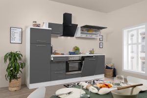 Köögikomplekt Respekta Amanda Premium 2,8 m, hall/valge, keraamiline pliit