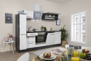 Köögikomplekt Respekta Amanda Premium 2,5 m, valge/must, keraamiline pliit