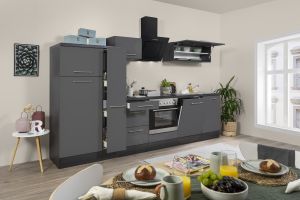 Köögikomplekt Respekta Amanda Premium 3,1 m, hall/must, keraamiline pliit