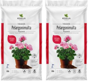 2 kotti  Pelargoonimulda Kekkilä 15 l