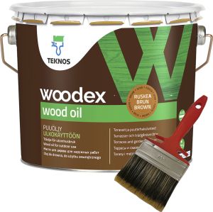 Puiduõli Teknos Woodex Wood Oil, pruun 2,7 l + Pintsel Swingcolor 100 mm
