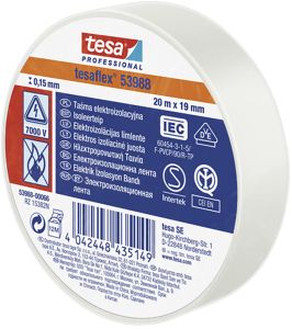 Isoleerteip tesa® Professional Tesaflex 20 m x 19 mm, valge