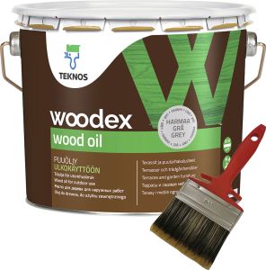 Puiduõli Teknos Woodex Wood Oil, hall 2,7 l + Pintsel Swingcolor 100 mm