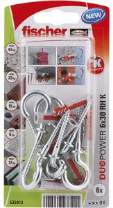 Konksude ja tüüblite komplekt Duopower 6 x 30 RH K