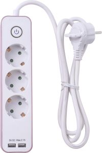 Pikendusjuhe Airam 2 x USB 1,4 m, 3-osaline