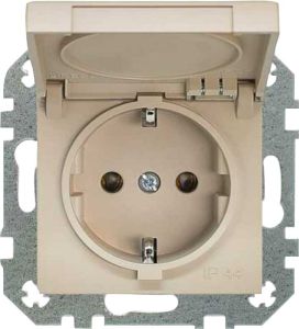 Pistikupesa Liregus Retro Schuko 16 A / 250 V kaanega, beež