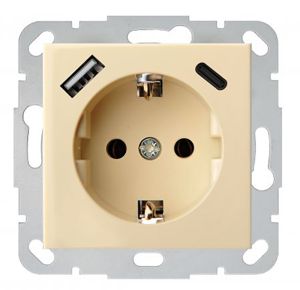 Pistikupesa Liregus Epsilon SCHUKO® USB A+C 3,4 A, beež