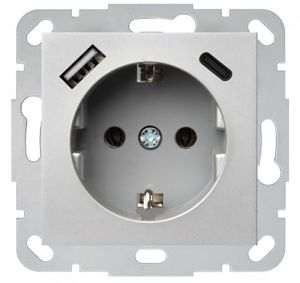Pistikupesa Liregus Epsilon SCHUKO® USB A+C 3,4 A, metall