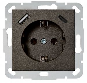 Pistikupesa Liregus Epsilon SCHUKO® USB A+C 3,4 A, must