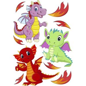 Sisustuskleebis Dragon Kids 48 x 68 cm