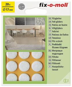 Mööblivilt Fix-o-moll 17 mm valge 20 tk