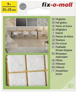 Mööblivilt Fix-o-moll 25 x 25 mm valge 9 tk