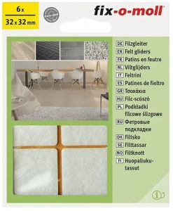 Mööblivilt Fix-o-moll 32 x 32 mm valge 6 tk