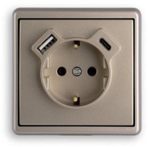 Maandusega pesa Efapel Apolo USB A+C champagne