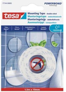 Kahepoolne teip niiskuskindel 1,5 m x 19 mm