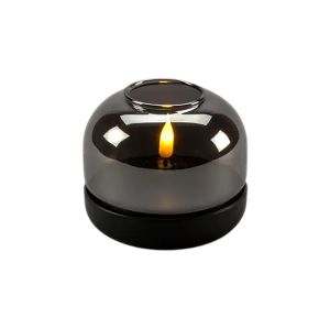 Lauakaunistus Konstsmide LED-küünal mattmust/suitsuklaas Ø 8,5 cm