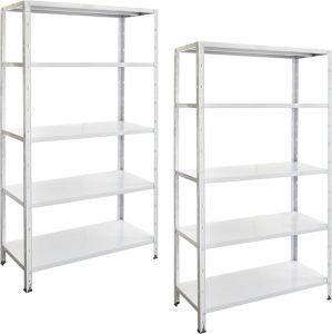 2 metallriiulit Regalux 188 x 100 x 45 cm, valge