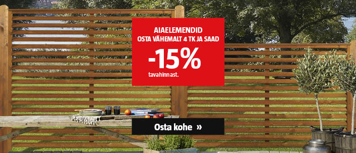 Aiaelemendid: ostes 4 tk ja rohkem, saad -15% tavahinnast.
