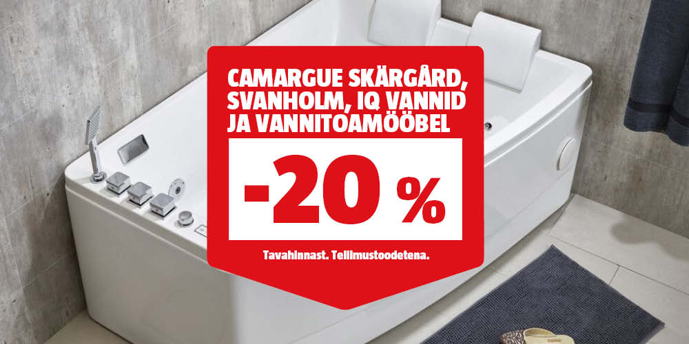 Camargue SKÄRGÅRD, SVANHOLM, IQ vannitoamööbel, vannid ja massaaživannid -20% tavahinnast. Tellimustoodetena.