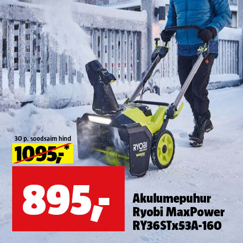 Akulumepuhur Ryobi MaxPower RY36STx53A-160 36 V hinnaga 895 &euro;