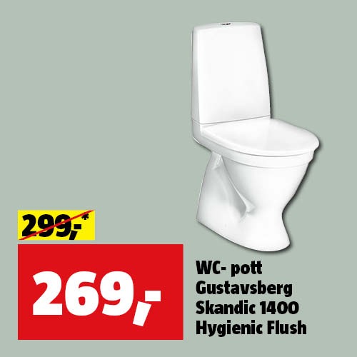 WC- pott Gustavsberg Skandic 1400 Hygienic Flush