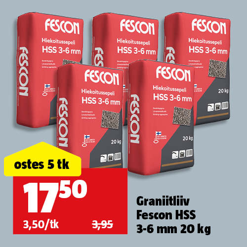 Graniitliiv Fescon HSS 3-6 mm 20 kg: ostes 5 tk hind kokku 17,50&euro;