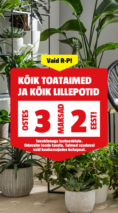 Vaid R-P! K&otilde;ik toataimed ja k&otilde;ik lillepotid ostes 3, maksad 2 eest.